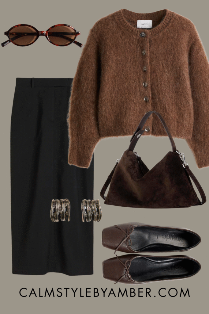brown ballet flats outfit