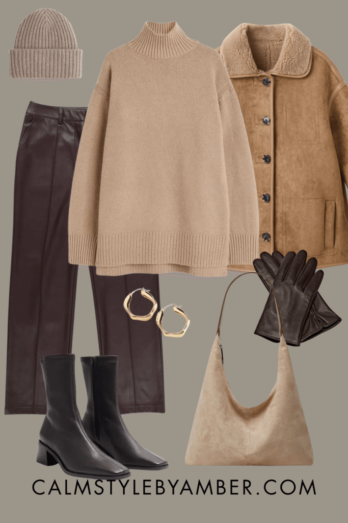 Best Brown Leather Pants Outfit Ideas