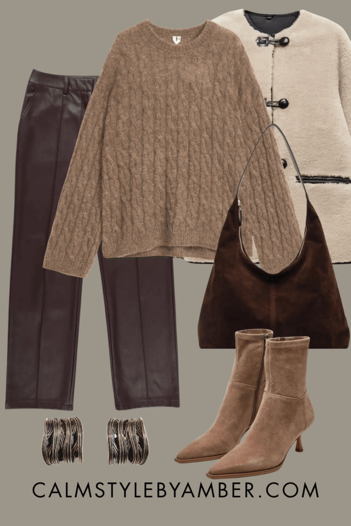 how to wear brown leather pants