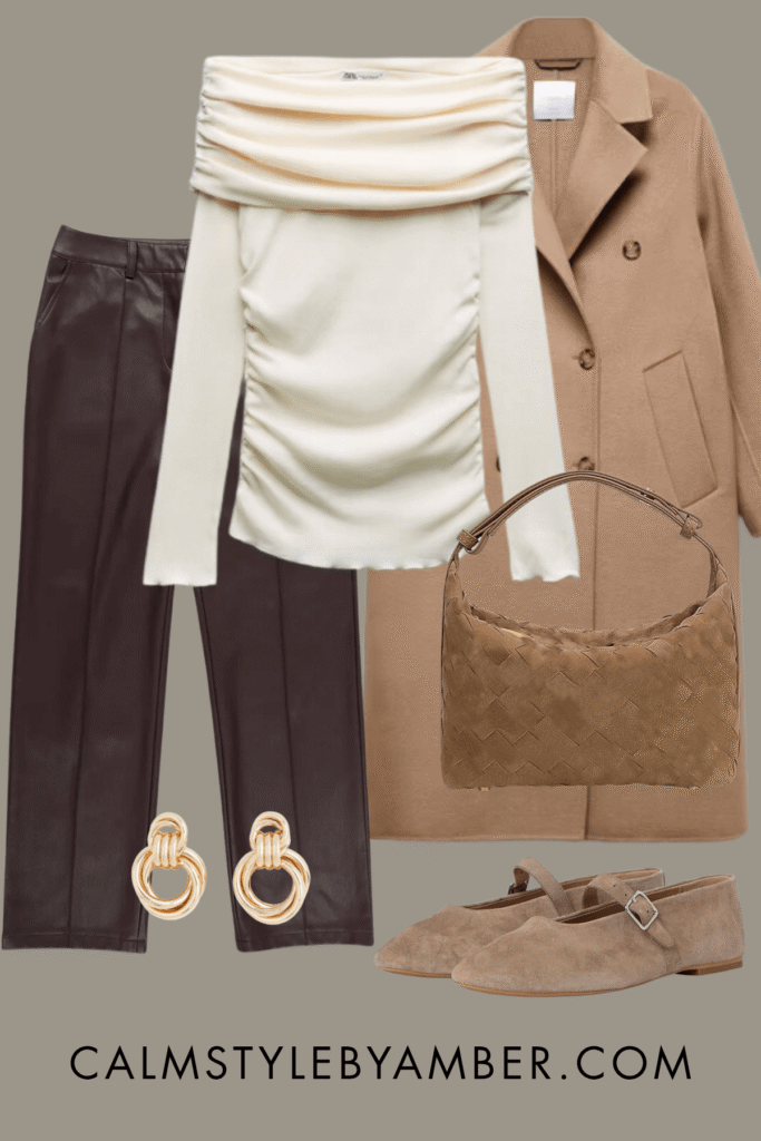 how to style brown leather pants