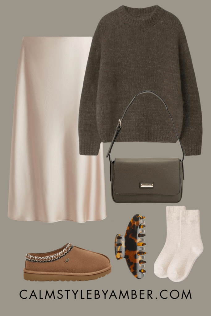 satin skirt outfits winter