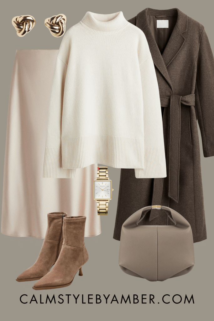 how to wear satin skirt in winter