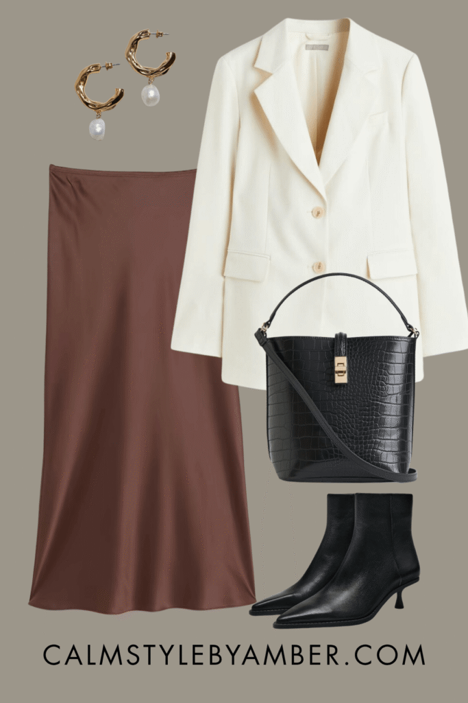 how to style satin skirt winter