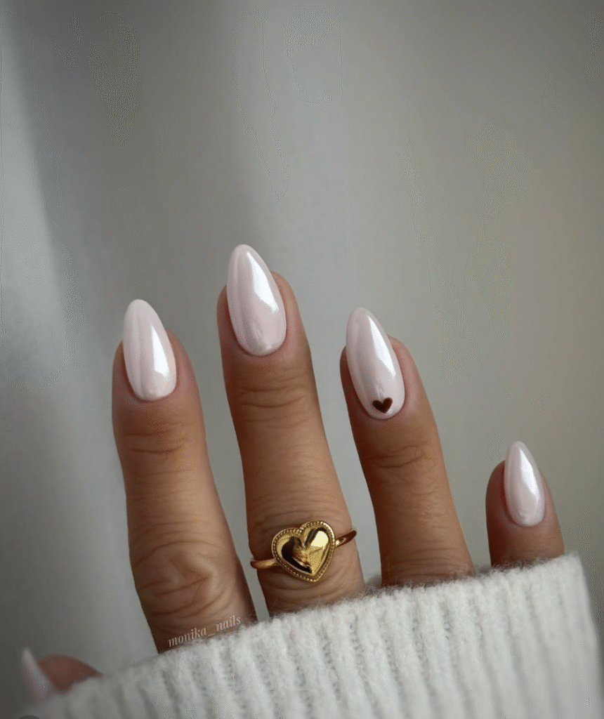 white valentine's nail