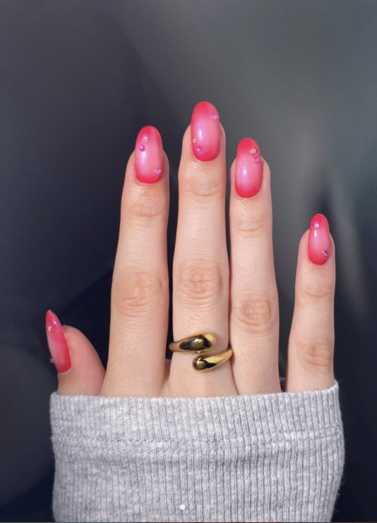 Pink Blinged Out Nails