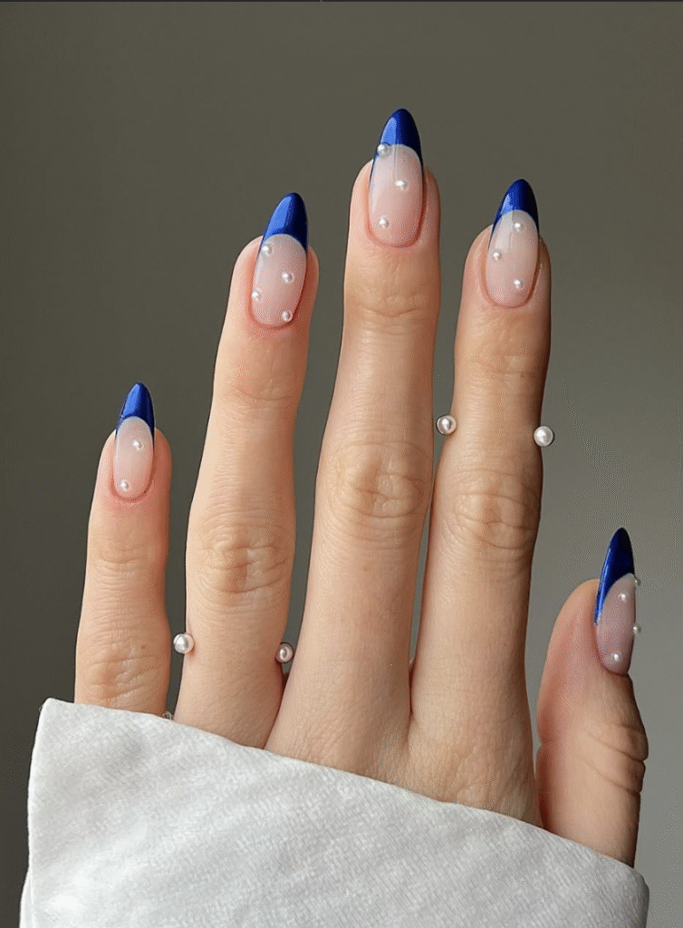 blue french tip nails