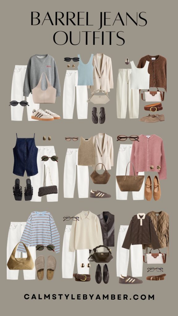 white barrel jeans outfits 2026
