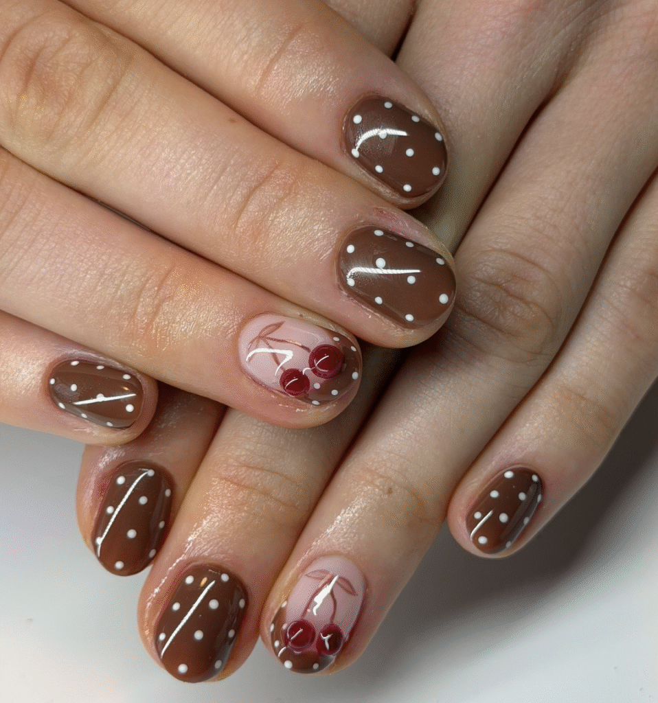 french tip polka dot nails