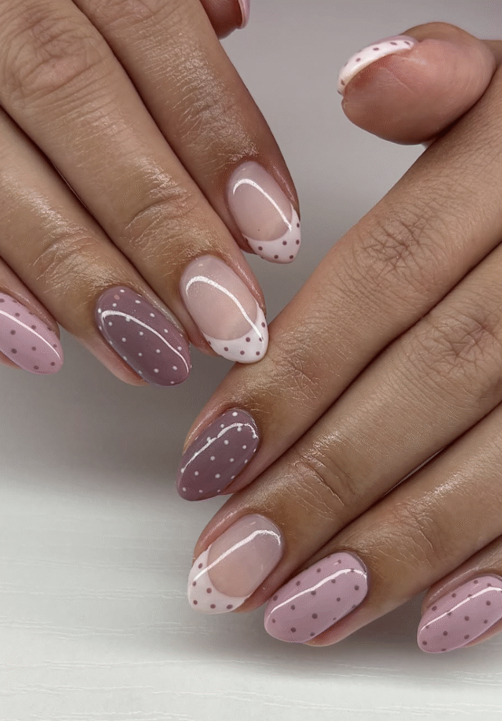 french tip polka dot nails