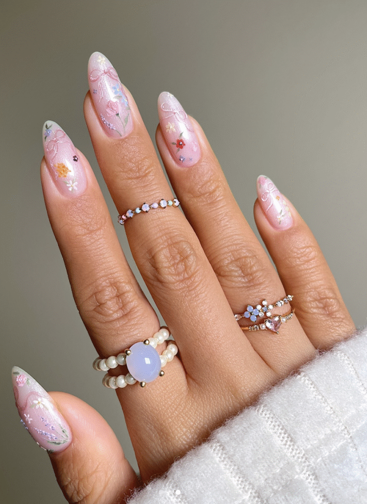 floral pastel nails