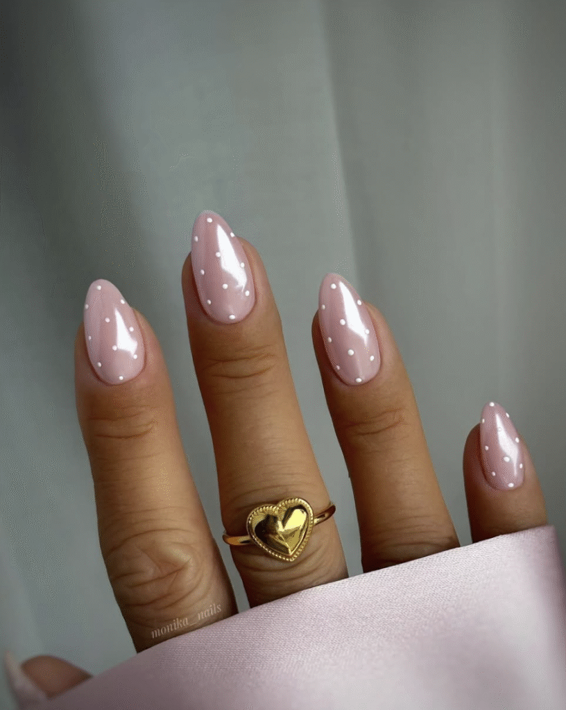 pink polka dot nails