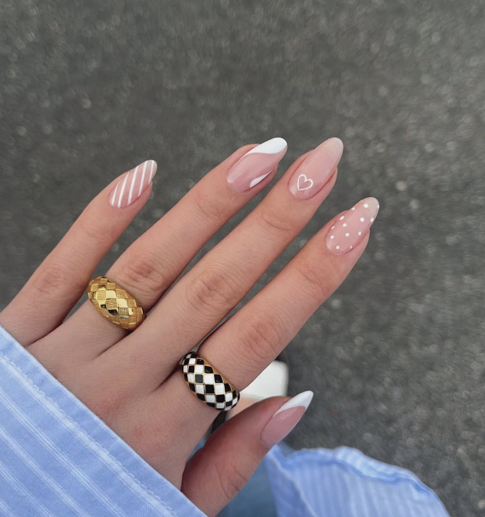 pink polka dot nails