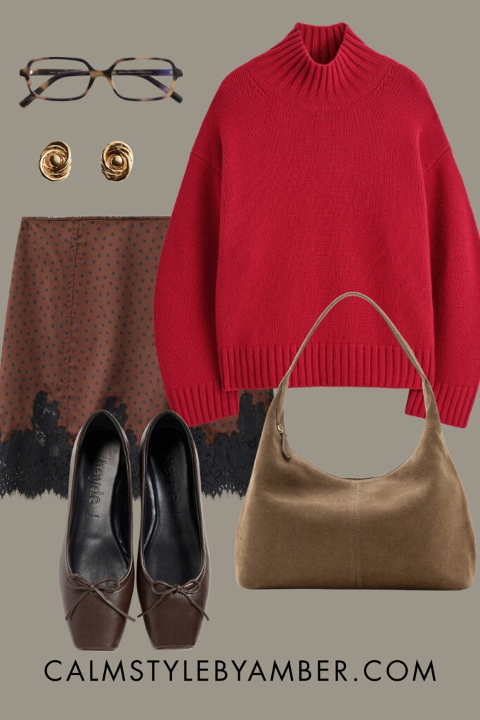 mini polka dot skirt outfit