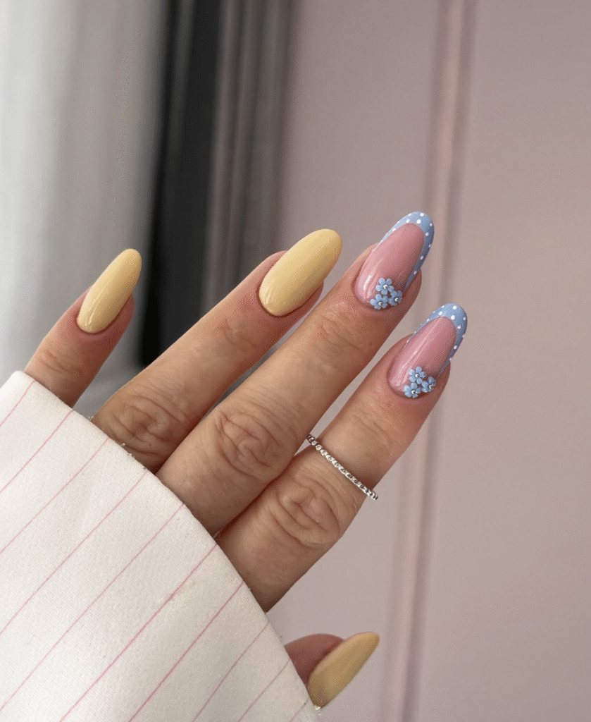 blue and yellow nails