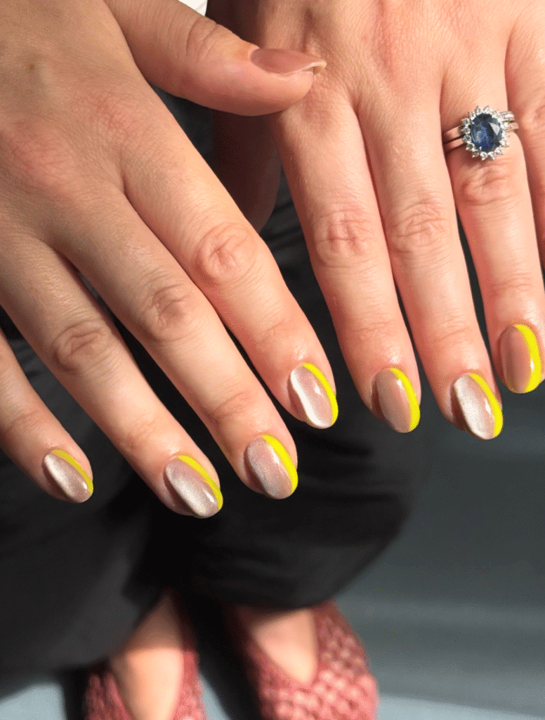 yellow cat eye nails