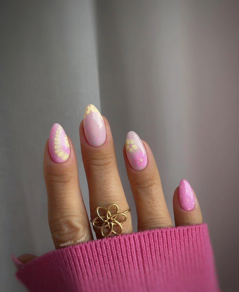 pink and yellow nails