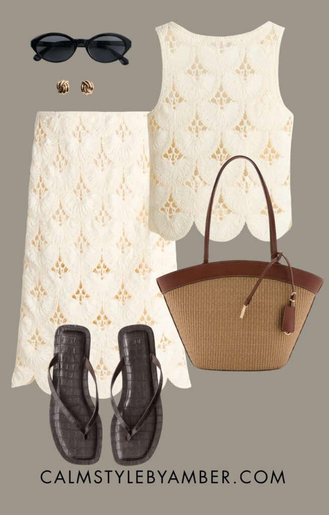 white skirt outfit spring