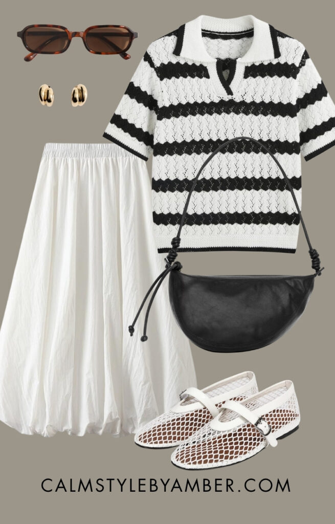 white skirt outfit maxi